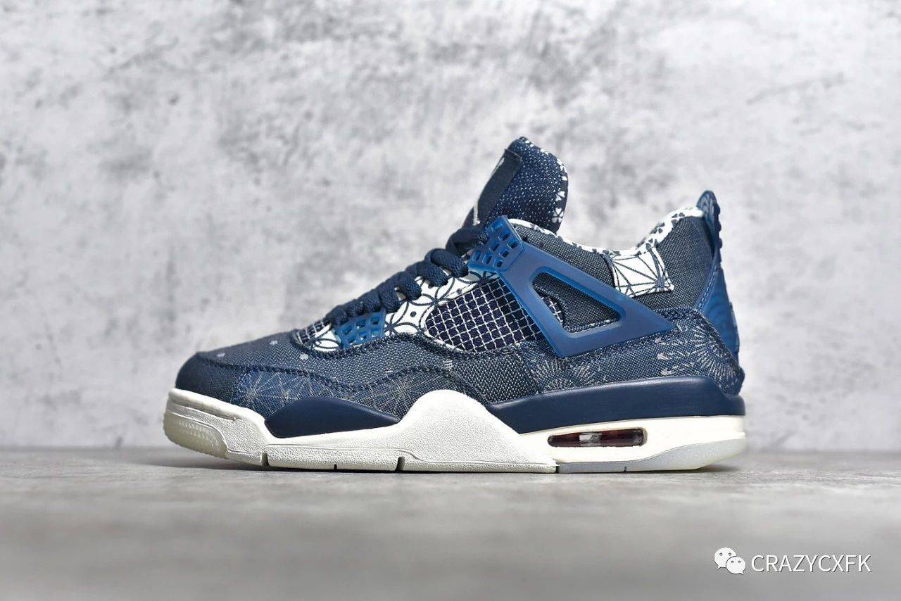 
乔丹 Air Jordan 4 Retro Sashiko Deep Ocean 蓝白牛仔刺子绣篮球鞋【火狐电竞官方网站】(图2)