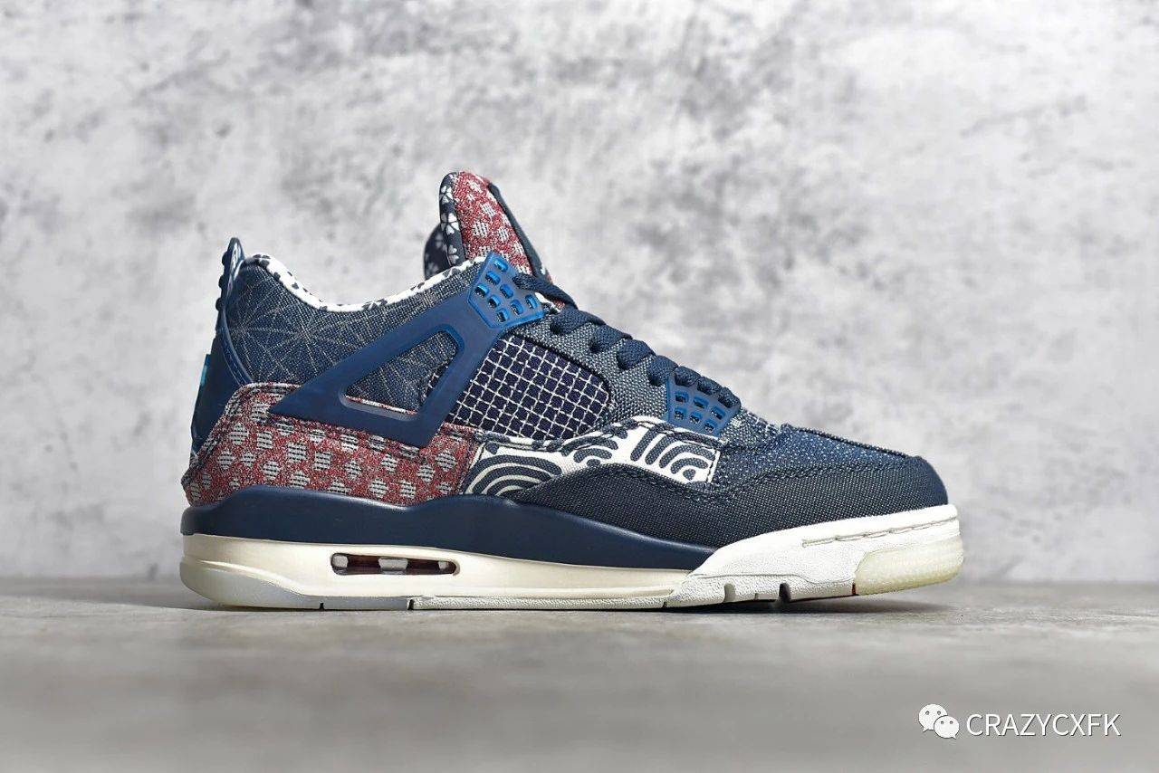 
乔丹 Air Jordan 4 Retro Sashiko Deep Ocean 蓝白牛仔刺子绣篮球鞋【火狐电竞官方网站】(图3)